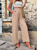 Chic Women's Pants with Elastic Waist and Pockets