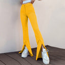 Women's Flared Leggings with Stylish Side Slit