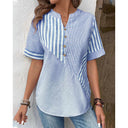 Striped Button-Up Blouse for Women