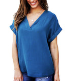 Women's Airy V-Neck Tee with Rolled Sleeves