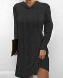 Textured Knit Women's Hoodie Dress