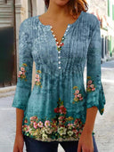 Floral Long Sleeve Women's Blouse