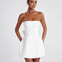 Stylish Off-Shoulder Women's Cocktail Dress with Beaded Hem
