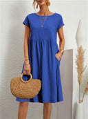 Chic Linen Dress with Pockets for Women
