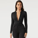 Chic Women's Long Sleeve Zipper Bodysuit