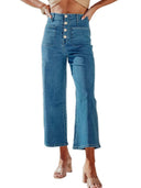 Chic Women's High-Waisted Baggy Denim Jeans with Side Pockets