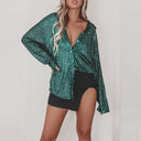 Shimmering Oversized Women's Blouse Top