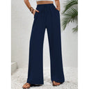 Chic Palazzos with Elastic Waist and Pocket Design