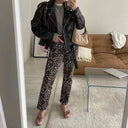 High-Waisted Leopard Print Jeans for Women
