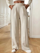 Women's High-Waisted Wide Leg Pants with Pockets