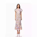 Floral Dress with 3D Flower Embellishments