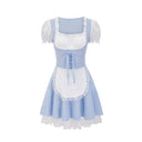 Traditional Check Pattern Dirndl Dress with Romantic Ruffles