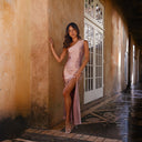 Asymmetric Satin Maxi Dress for Women