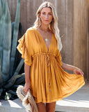 Chic Women's V-Neck Dress with Ruffle Accents