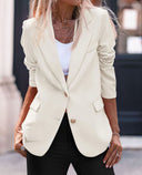 Chic Women's Blazer with Gold Buttons and Structured Fit