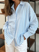 Striped Cotton Blouse for Women - Relaxed Fit