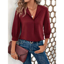 Chic Viscose Blouse with 3/4 Sleeves & V-Neck