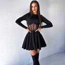 Chic Mini Dress with Transparent Accents