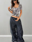 Women's V-Neck Camouflage Tee in Trendy Design
