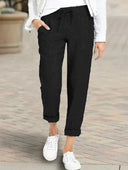 Women's Linen Pants with Elastic Waist and Pockets