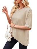 Trendy Oversized T-Shirt with Side Slits and Rolled Sleeves
