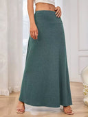 High-Waisted Maxi Skirt in Stretchy Fabric for Women