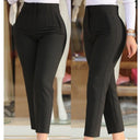 High-Waisted Slim Fit Women's Pants with Decorative Stitching