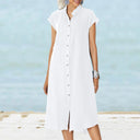 Chic Women's Button-Up Dress with Pockets
