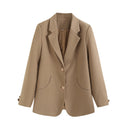 Chic Women's Blazer Jacket with Structured Design and Handy Pockets