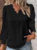 Textured Ladies' Blouse with Romantic Lace Accents