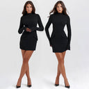 Chic Mini Dress with Long Sleeves and Handy Pockets