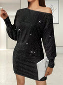 Chic Asymmetrical Mini Dress with Glamorous Sparkle