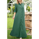 Chic Women's Shirt Dress with Hidden Buttons and Pockets
