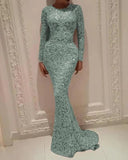Glamorous Wedding Dress with Sequins and Long Sleeves