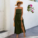 Chic Strapless Women's Maxi Dress with Side Slit