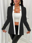 Chic Women's Textured Blazer with Stylish Button Accents