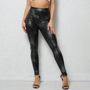 High-Gloss Snake Print Leggings for Women