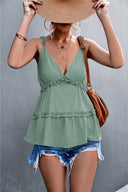 Chic Women's Blouse with Ruffle Accents and V-Neck Design