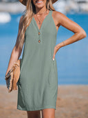 Chic Women's Beach Dress with V-Neck Design