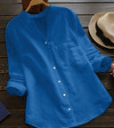 Women's Colorful Long Sleeve Blouse with Stylish Collar