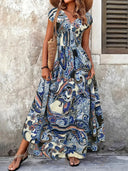 Floral Paisley Women's Maxi Dress - Flattering Design