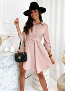 Chic Women's Shirt Dress with Asymmetrical Hem and Belt