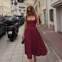 Stylish Women's A-Line Maxi Dress with Square Neck