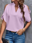 Chic Off-Shoulder Blouse with Stand Collar