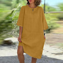 Chic Airy Dress with Convenient Pockets and Stylish Neckline