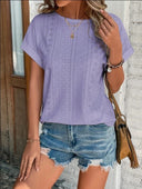 Lace Pattern Women's Round Neck Tee