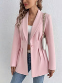Chic Women's Blazer Jacket with Stylish Waist Insert