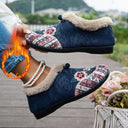 Flower-Designed Women's Slippers with Plush Lining