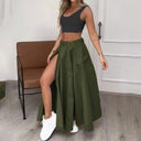 Chic Long Cargo Skirt with Side Slit and Ample Pockets