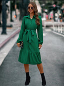 Chic Women's Peplum Shirt Dress with Belt
